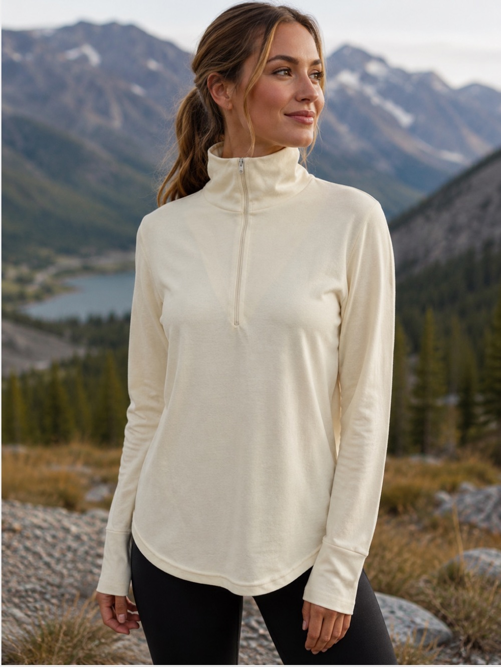 Patagonia Cream Off White Capilene Lightweight Long Sleeve Top 1/4 Zip